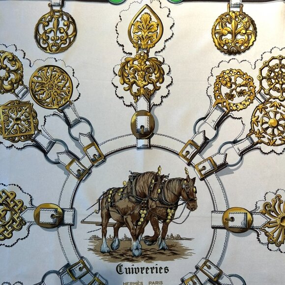 Vintage Hermes "Cuivreries" Silk Scarf, by Francoise de La Perriere - Picture 7 of 16